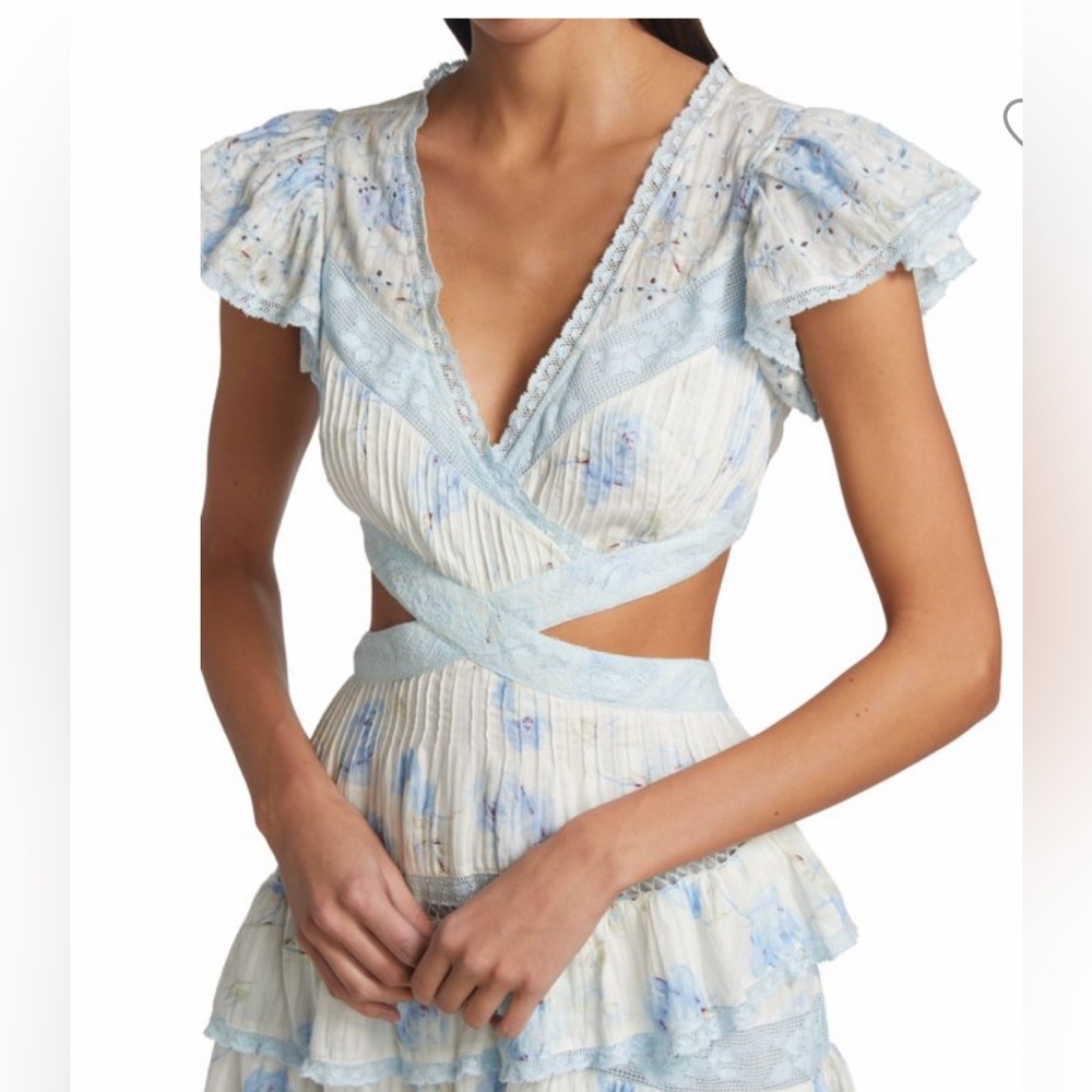 LOVESHACKFANCY Audrina Cut-Out Minidress Blue Small - Picture 4 of 10